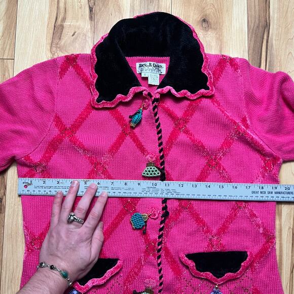 VINTAGE 80’s Jack Be Quick Collared Sweater With Beaded Accents Size S - Picture 3 of 7